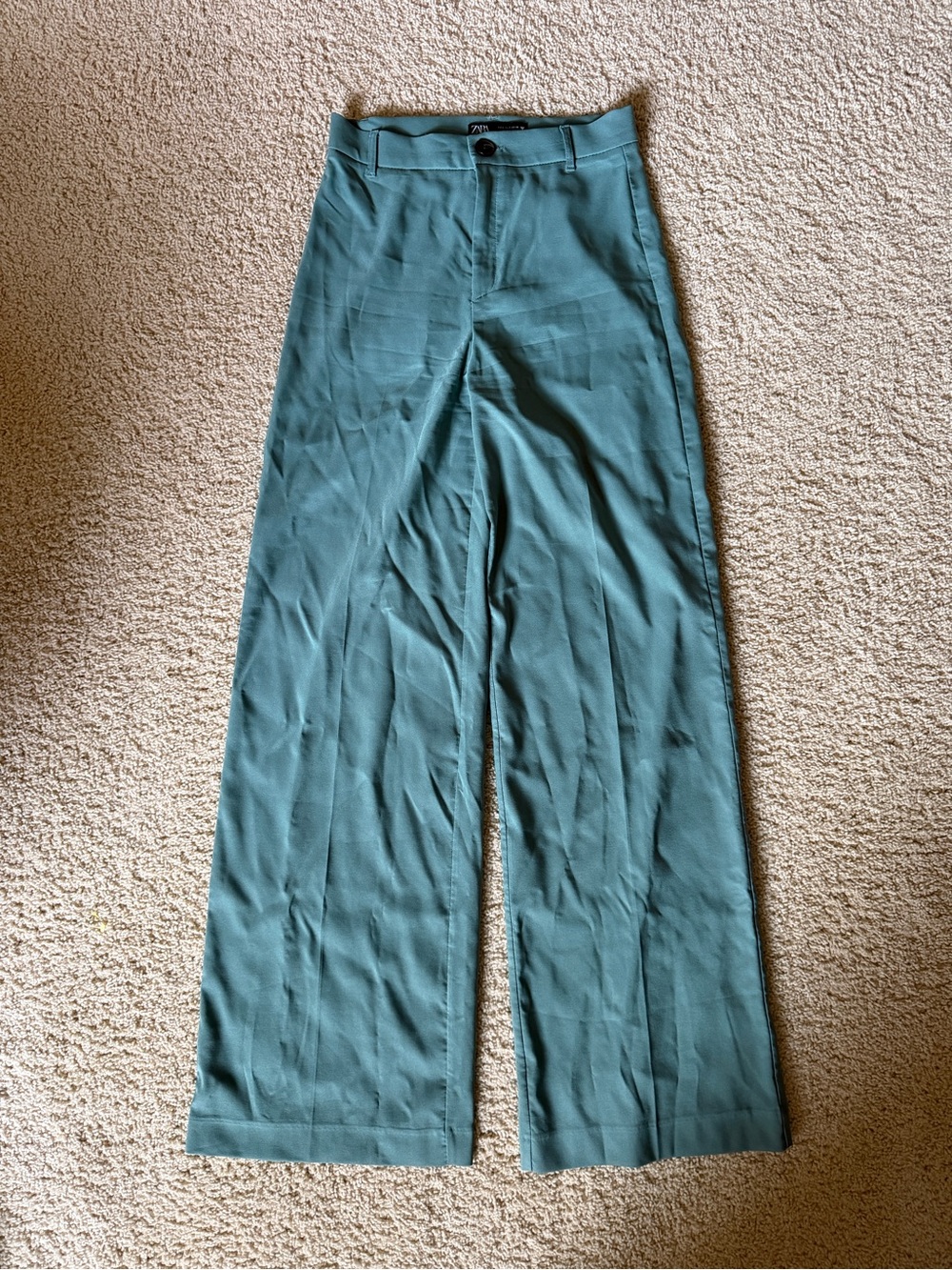 Zara Blue Wide Leg High Rise Pants Size Small - Picture 3 of 5